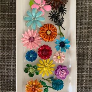 15 Vintage Enamel Flower Pins